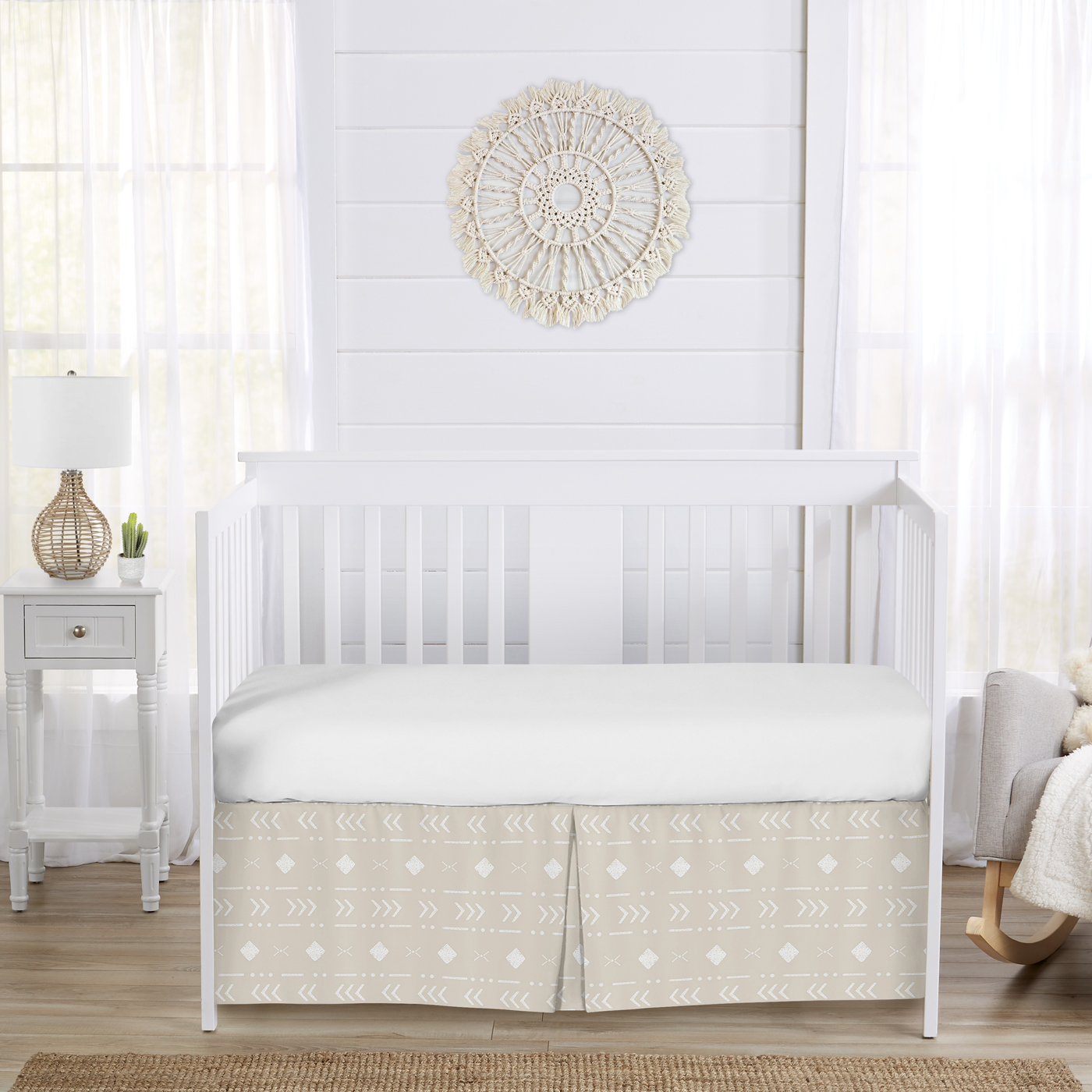 Boho Llama Collection Aztec Geometric Print Crib Bed Skirt