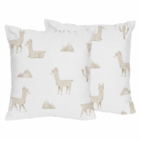 Boho Llama Collection Decorative Accent Throw Pillows - Set of 2