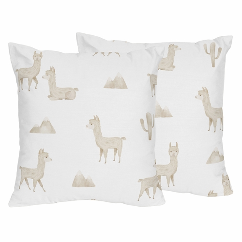 Boho Llama Collection Decorative Accent Throw Pillows - Set of 2