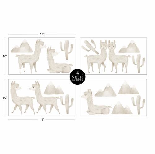 Boho Llama Collection Peel and Stick Wall Decal Stickers - Set of 4 Sheets - alt image 3