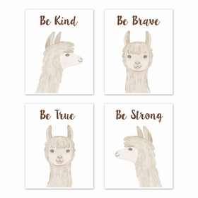 Boho Llama Collection Wall Art Prints - Set of 4