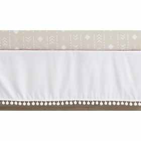 Boho Llama Collection White Pom Pom Crib Bed Skirt