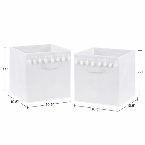 Boho Llama Collection White Pom Pom Foldable Fabric Storage Bins - alt image 2