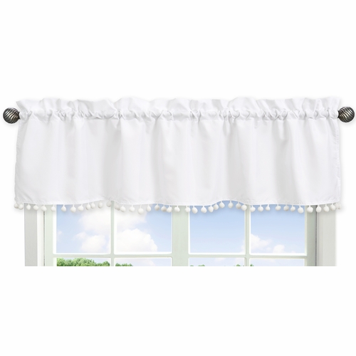 Boho Llama Collection White Pom Pom Window Valance