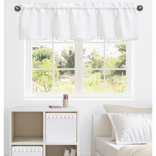 Boho Llama Collection White Pom Pom Window Valance - alt image 1