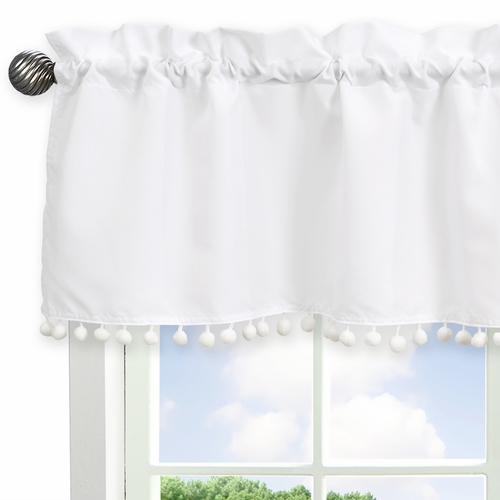 Boho Llama Collection White Pom Pom Window Valance - alt image 3