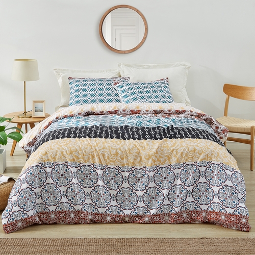 Boho Patterned Stripe Collection Queen Duvet Cover Bedding Set