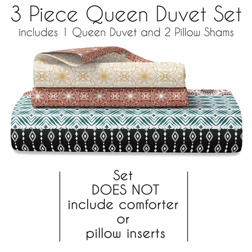 Boho Patterned Stripe Collection Queen Duvet Cover Bedding Set - alt image 2