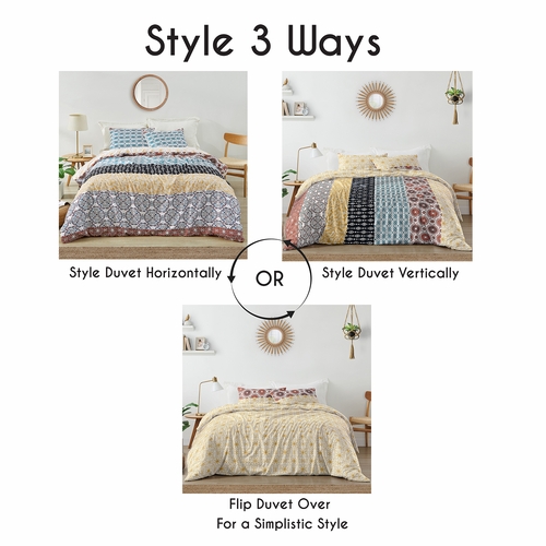 Boho Patterned Stripe Collection Queen Duvet Cover Bedding Set - alt image 3