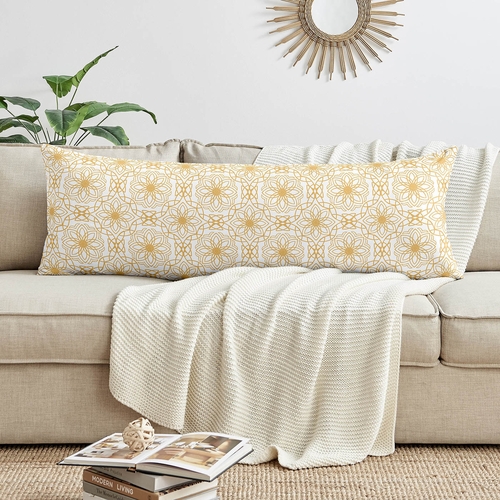 Boho Patterned Stripe Collection Star Print Full Length Body Pillow Cover