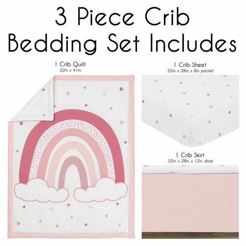 Boho Rainbow and Hearts Collection 3 Piece Crib Bedding - alt image 1