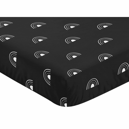Boho Rainbow Black and White Crib Sheet - alt image 2