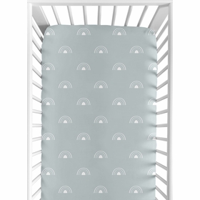 Boho Rainbow Blue and White Crib Sheet