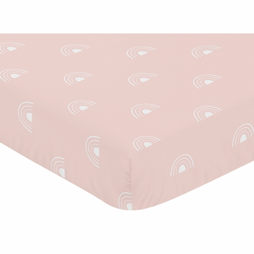 Boho Rainbow Blush Pink and White Crib Sheet - alt image 2