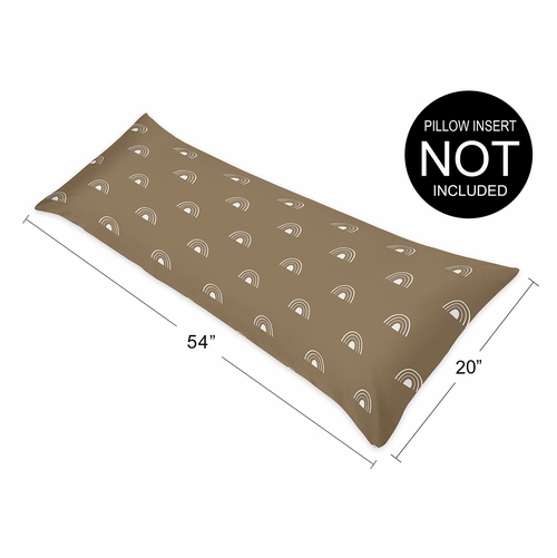 Boho Rainbow Cocoa Brown and White Full Length Body Pillow Cover - alt image 5