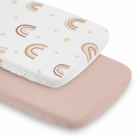Boho Rainbow Collection 2 Pack Baby Bassinet Fitted Sheets