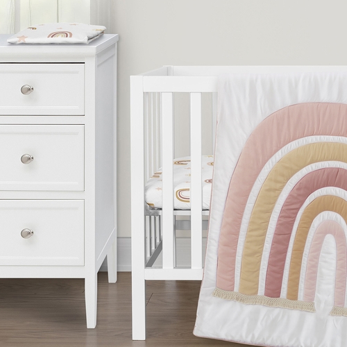 Boho Rainbow Collection 3 Piece Mini Crib Bedding Set