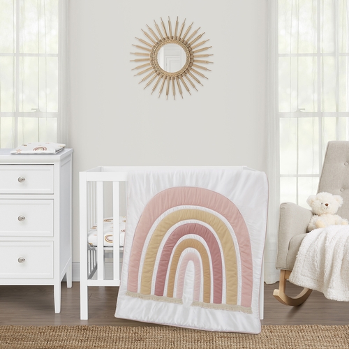 Boho Rainbow Collection 3 Piece Mini Crib Bedding Set