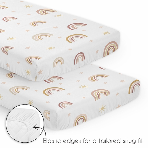 Boho Rainbow Collection 3 Piece Mini Crib Bedding Set - alt image 3