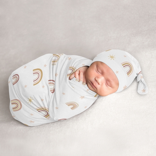 Boho Rainbow Collection Baby Cocoon and Beanie Hat - 2 Piece Set
