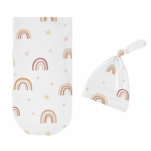 Boho Rainbow Collection Baby Cocoon and Beanie Hat - 2 Piece Set - alt image 1