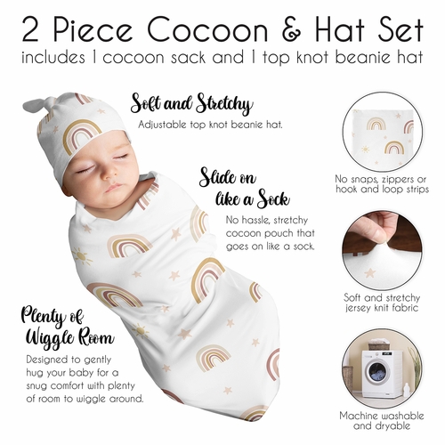 Boho Rainbow Collection Baby Cocoon and Beanie Hat - 2 Piece Set - alt image 5