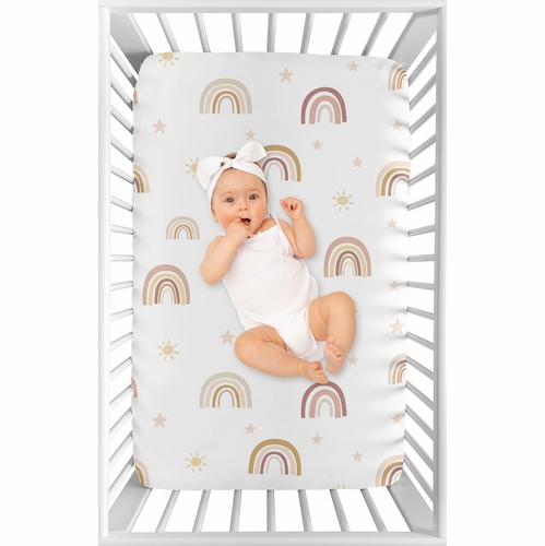 Boho Rainbow Collection Mini Crib Sheet - alt image 2