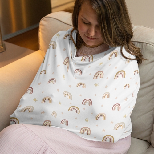 Boho Rainbow Collection Multi Use Baby Car Seat and Nursing Cover - alt image 1