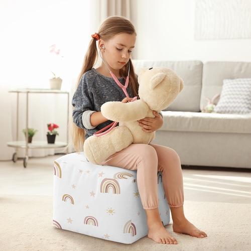 Boho Rainbow Collection Ottoman Pouf Cover - alt image 3
