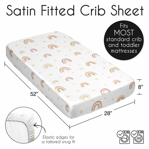 Boho Rainbow Collection Satin Fitted Crib Sheet - alt image 5