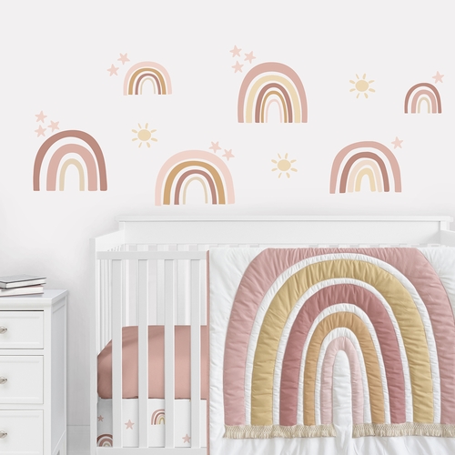 Boho Rainbow Collection Sun and Stars Peel and Stick Wall Decal Stickers - Set of 4 Sheets