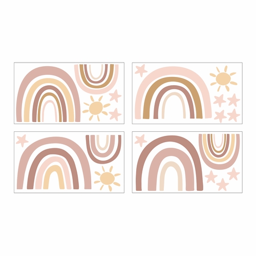 Boho Rainbow Collection Sun and Stars Peel and Stick Wall Decal Stickers - Set of 4 Sheets - alt image 1