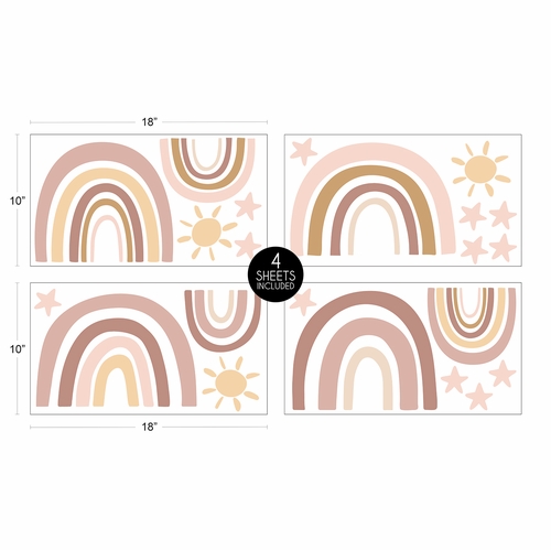Boho Rainbow Collection Sun and Stars Peel and Stick Wall Decal Stickers - Set of 4 Sheets - alt image 3