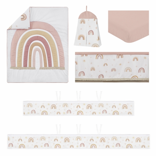 Boho Rainbow Collection Sweet Jojo Designs 6 Piece Crib Bedding + BreathableBaby Breathable Mesh Liner - alt image 1