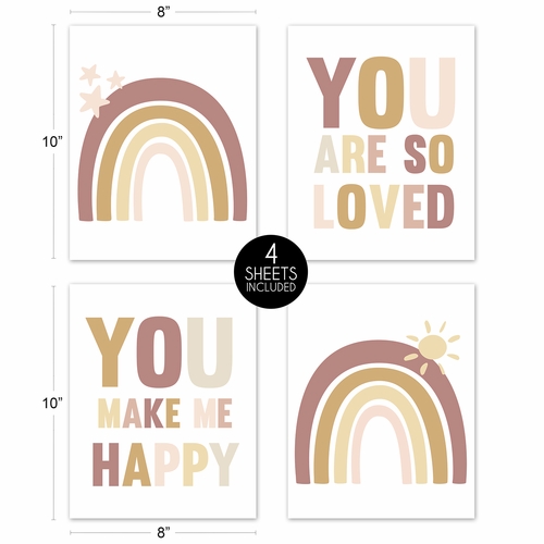 Boho Rainbow Collection Wall Art Prints - Set of 4 - Happy - alt image 4