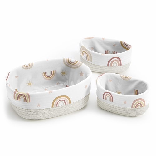 Boho Rainbow Collection Woven Storage Basket Set
