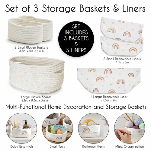 Boho Rainbow Collection Woven Storage Basket Set - alt image 4