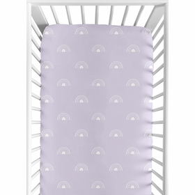 Boho Rainbow Lavender Purple and White Crib Sheet