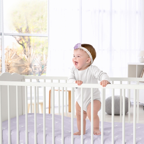 Boho Rainbow Lavender Purple and White Crib Sheet - alt image 1