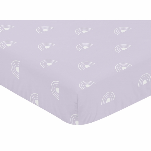 Boho Rainbow Lavender Purple and White Crib Sheet - alt image 2