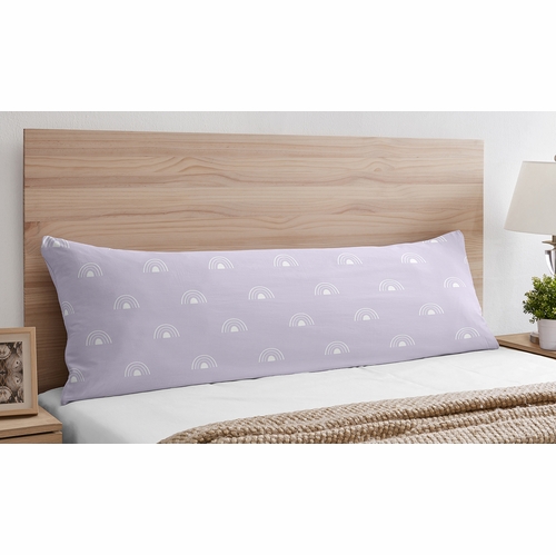 Boho Rainbow Lavender Purple and White Full Length Body Pillow Cover - alt image 1