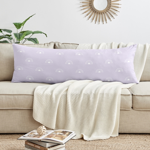 Boho Rainbow Lavender Purple and White Full Length Body Pillow Cover - alt image 2