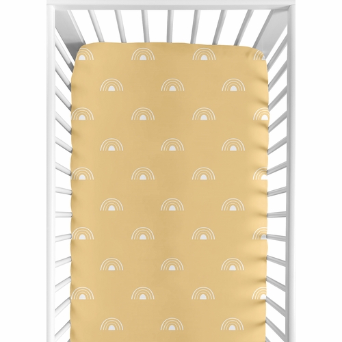 Boho Rainbow Mustard and White Crib Sheet