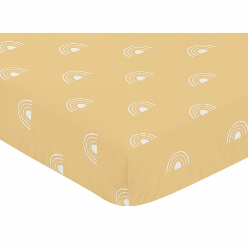 Boho Rainbow Mustard and White Crib Sheet - alt image 2