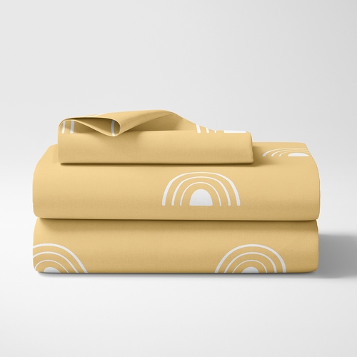 Boho Rainbow Mustard and White Twin Sheet Set - alt image 1