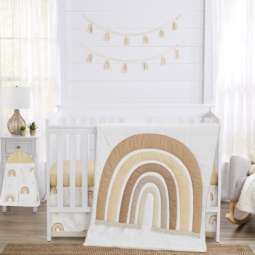 Boho Rainbow Neutral Collection 4 Piece Crib Bedding