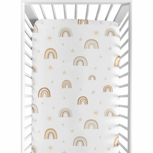 Boho Rainbow Neutral Collection Crib Sheet