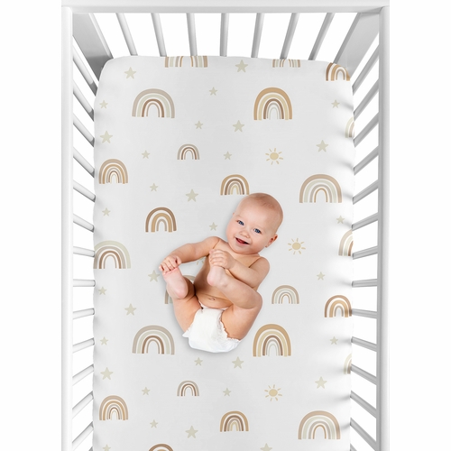 Boho Rainbow Neutral Collection Crib Sheet - alt image 3