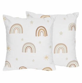 Boho Rainbow Neutral Collection Decorative Accent Throw Pillows - Set of 2