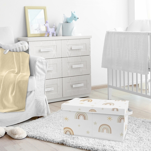 Boho Rainbow Neutral Collection Fabric Toy Bin Storage - alt image 1